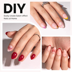 MelodySusie Extra Short Almond Nail Tips showing half-matte surface