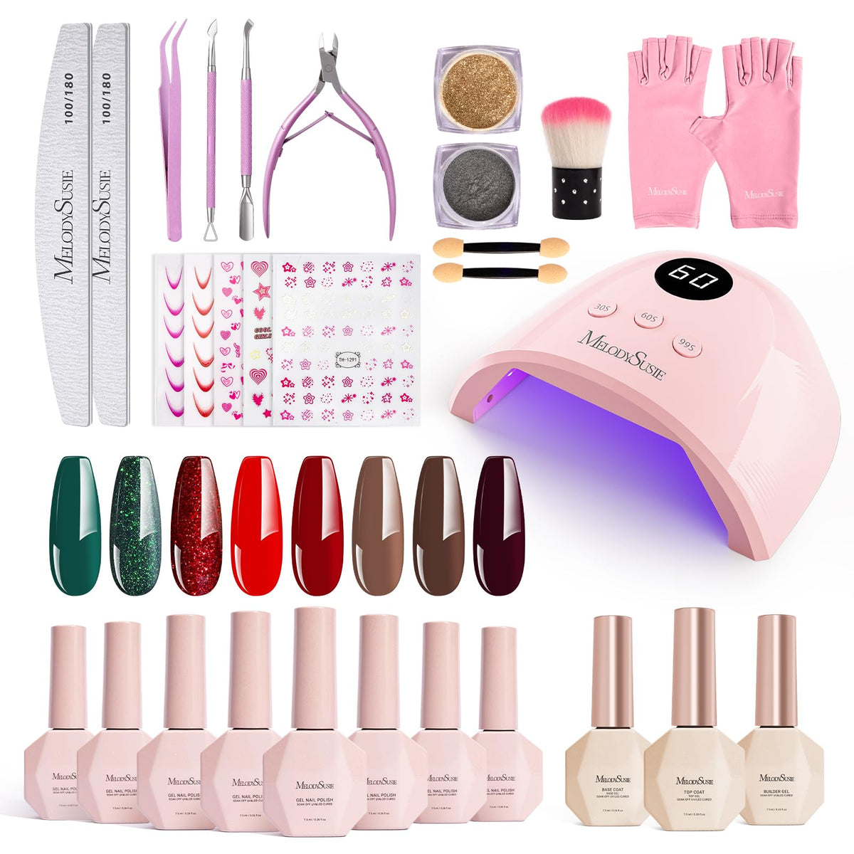 MelodySusie Gel Nail Polish Kit with UV lamp and tools