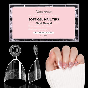 MelodySusie Half Cover Short Almond Nail Tips front view