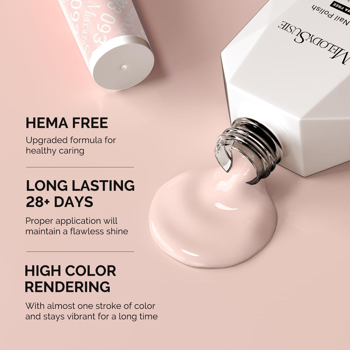 MelodySusie Hema Free Gel Nail Polish 0.5 Fl Oz Thick Nude Pink applied on nails