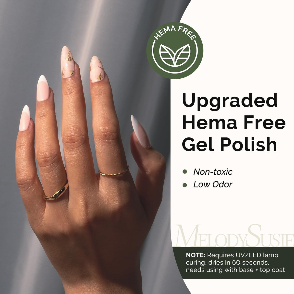 MelodySusie Hema Free Gel Nail Polish 0.5 Fl Oz Thick Nude Pink bottle side view