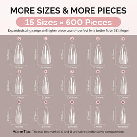 MelodySusie Long Almond Stiletto Nail Tips showing flexibility and durability