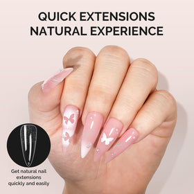 MelodySusie Long Almond Stiletto Nail Tips showing various sizes