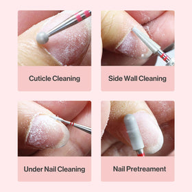 MelodySusie nail drill bit alongside other nail care tools