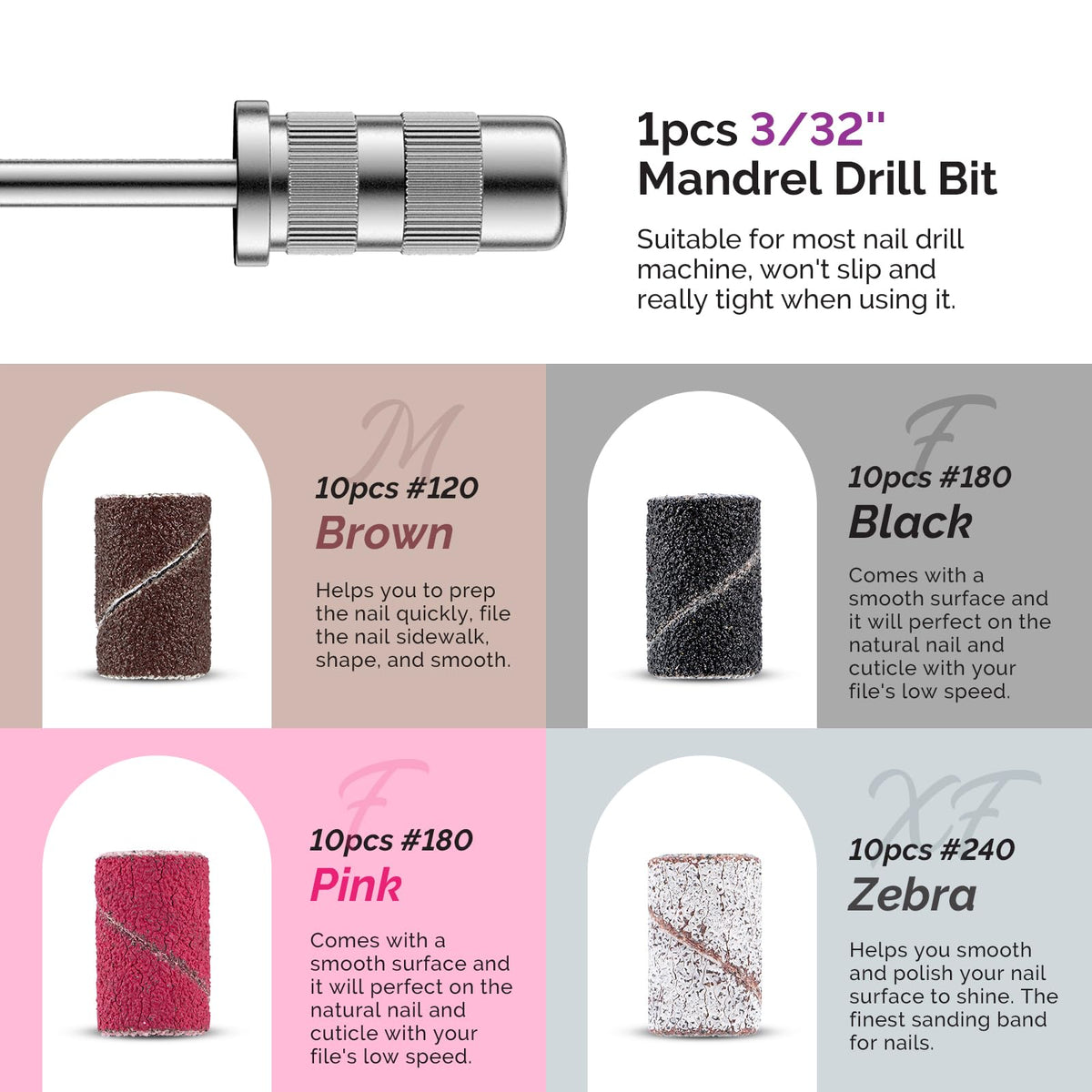 MelodySusie nail drill bits for acrylic nails and manicure prep