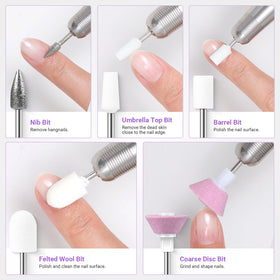 MelodySusie nail drill bits in use during a manicure