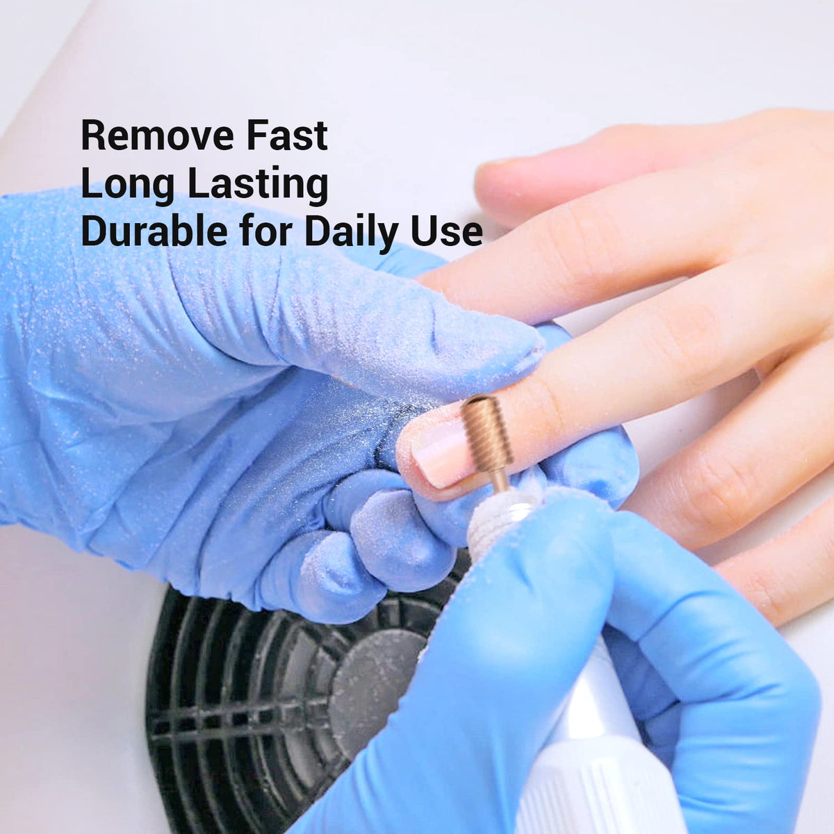 MelodySusie Nail Drill Bits in use on acrylic nails