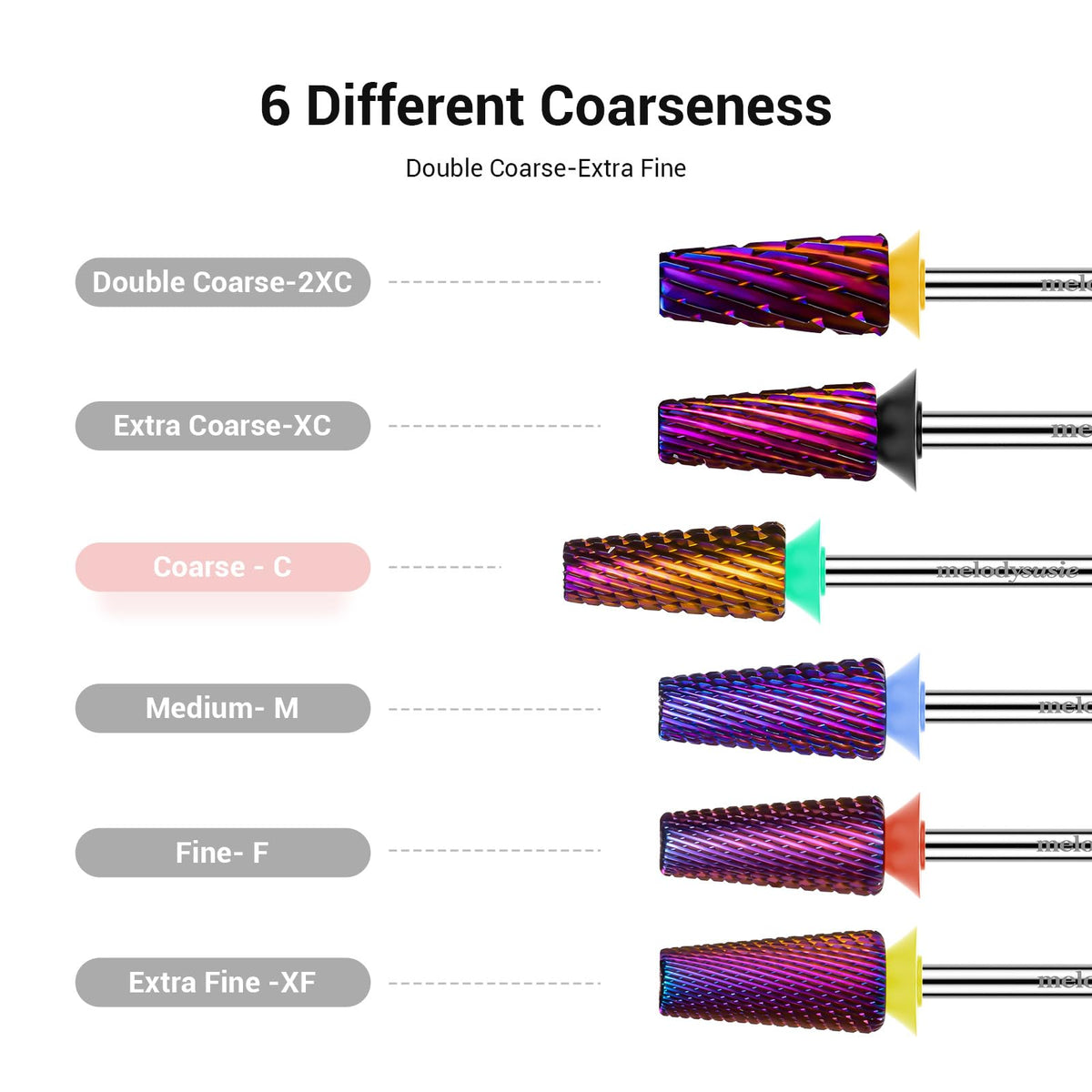 MelodySusie Nail Drill Bits in use on nails