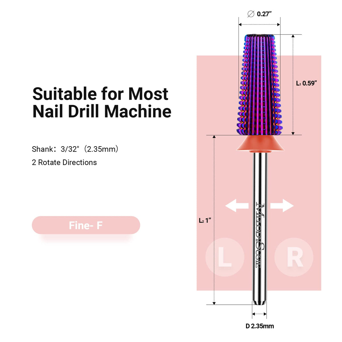 MelodySusie nail drill bits on a nail technician's workstation