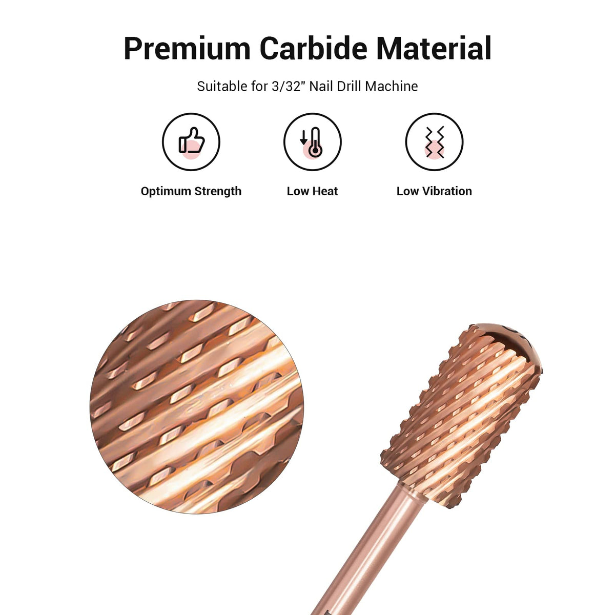 MelodySusie Nail Drill Bits Rose Gold side view