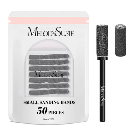 MelodySusie Nail Drill Bits Set 50 Pcs black sanding bands front view