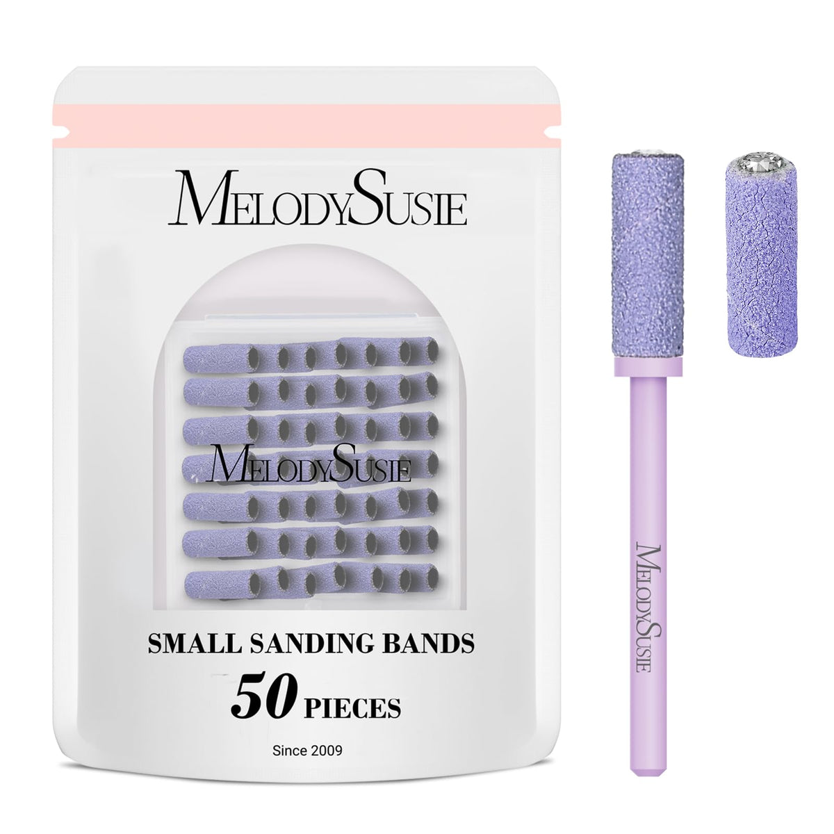 MelodySusie Nail Drill Bits Set 50 Pcs with purple sanding bands