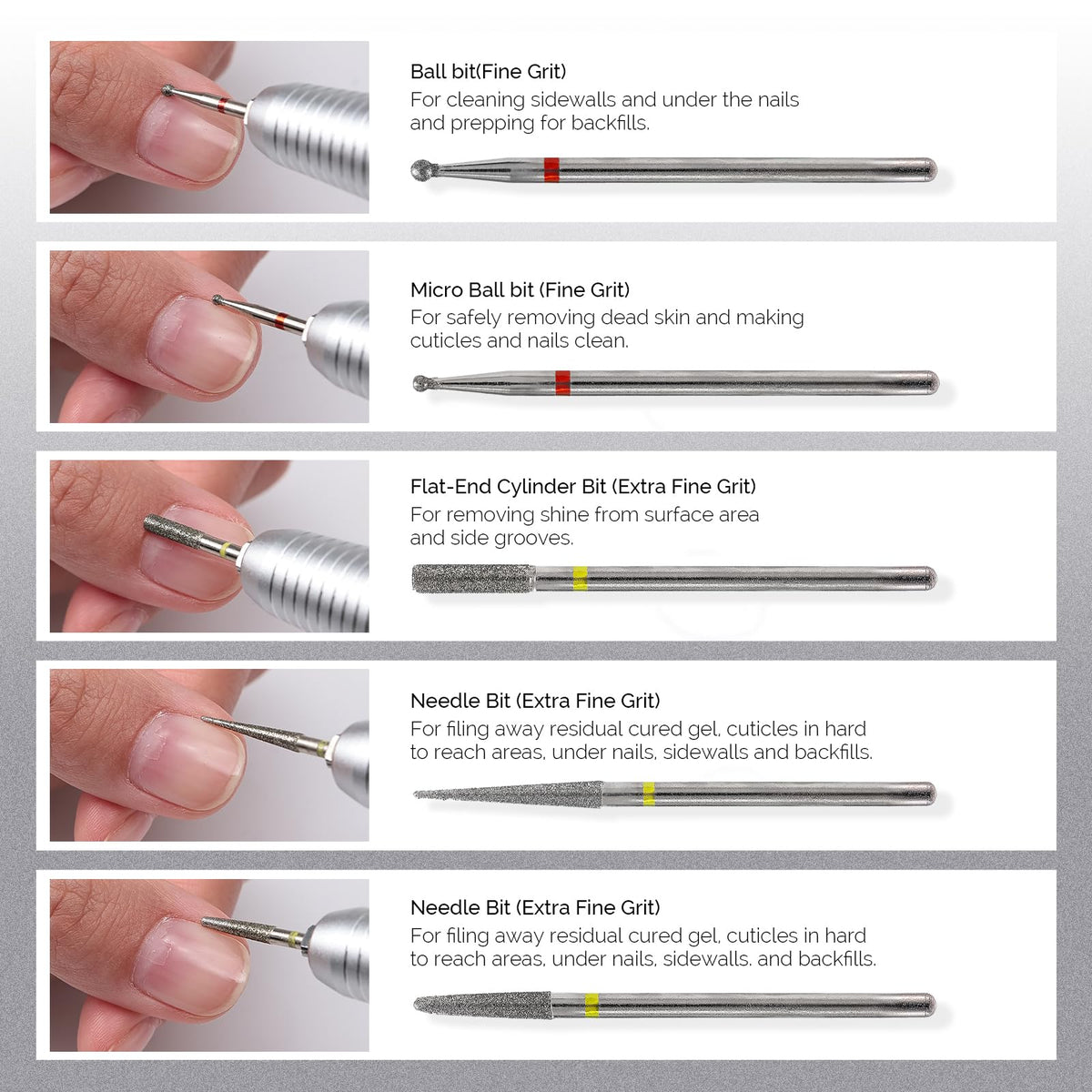 MelodySusie nail drill bits set for cuticle cleaning
