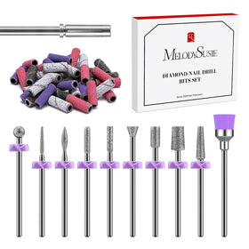 MelodySusie Nail Drill Bits Set with 10 drill bits and 40 sanding bands