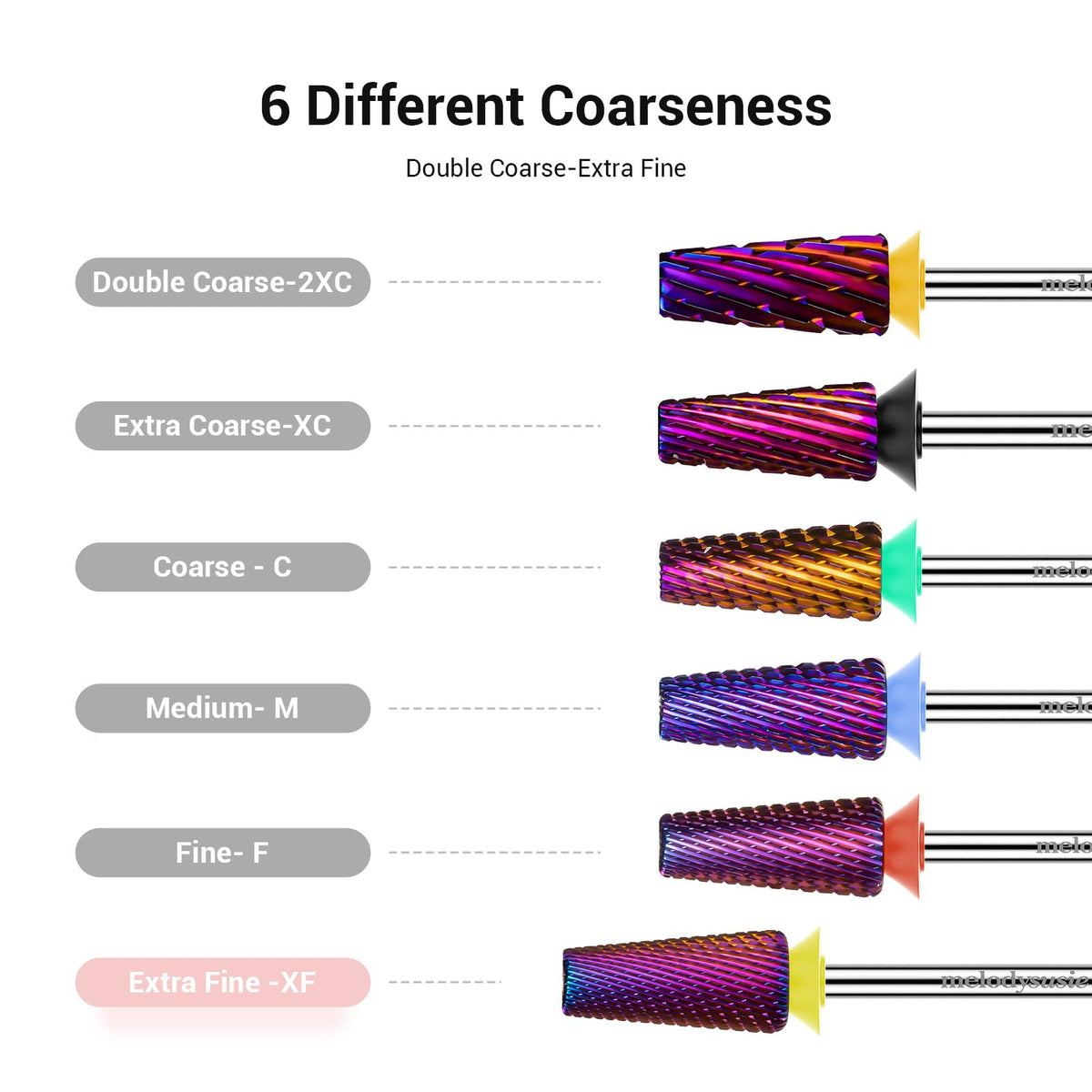 MelodySusie Nail Drill Bits with shank size 3/32 inch