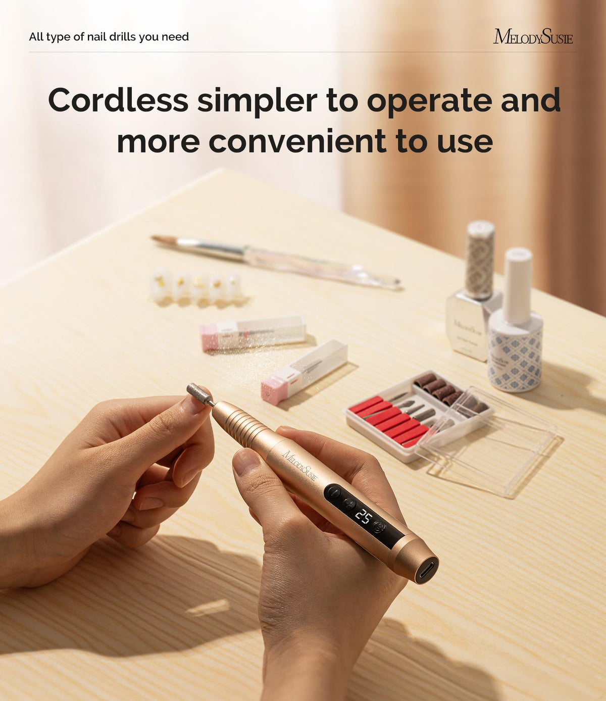 MelodySusie nail drill with nail brush for cleaning