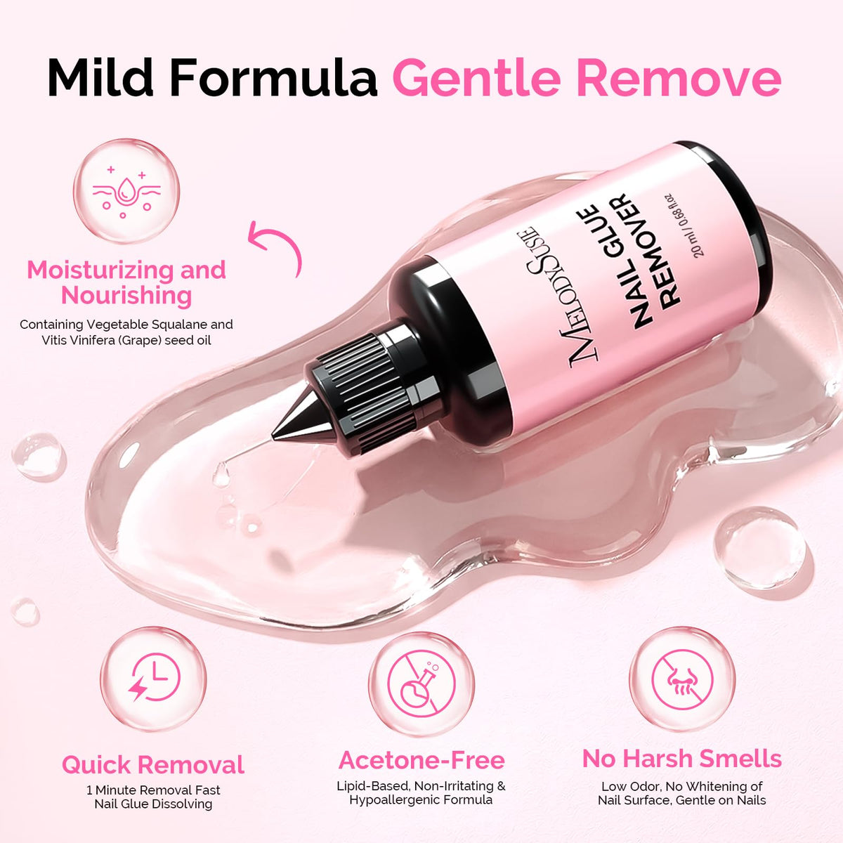 MelodySusie Nail Glue Remover 20ml on a nail art setup