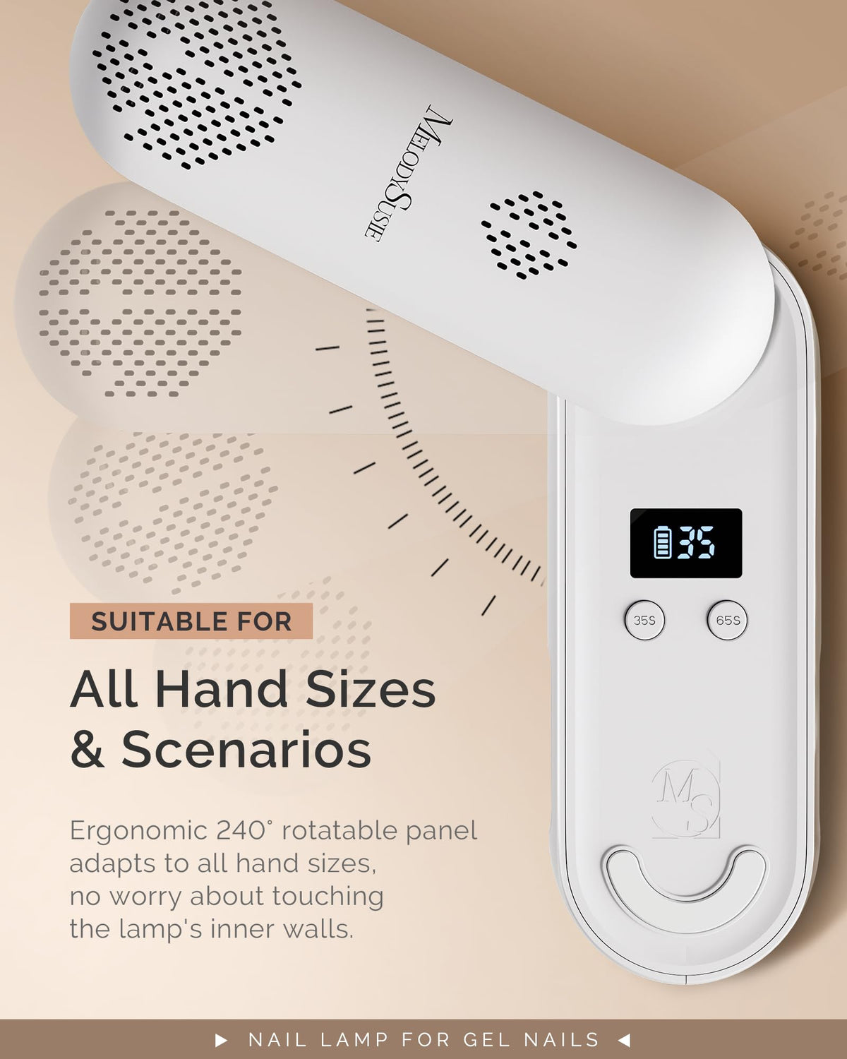 MelodySusie P-Plus20F cordless nail lamp with a rotatable panel