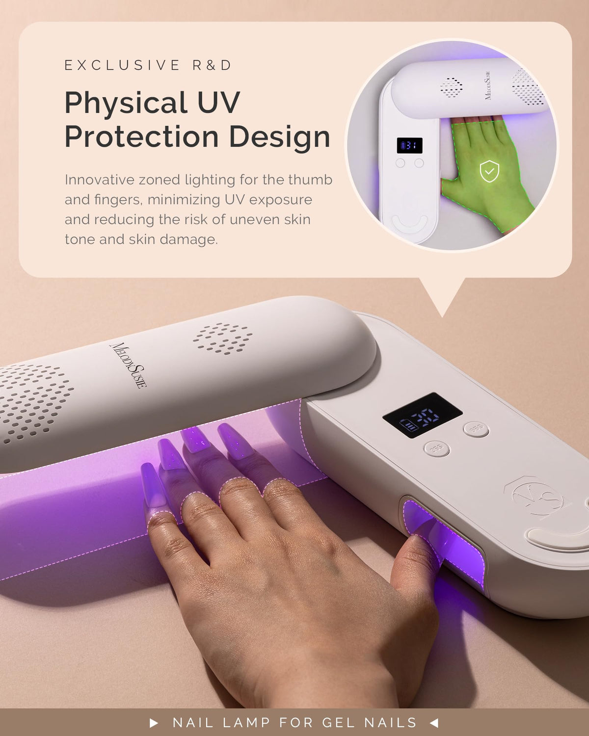 MelodySusie P-Plus20F cordless nail lamp with timer settings