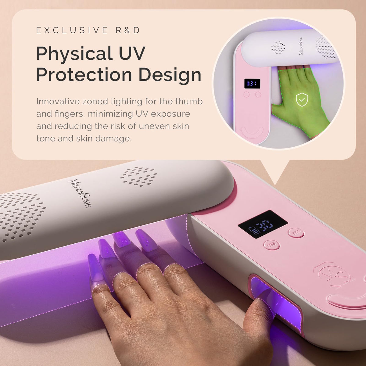 MelodySusie P-Plus20F UV LED Nail Lamp with charging cable