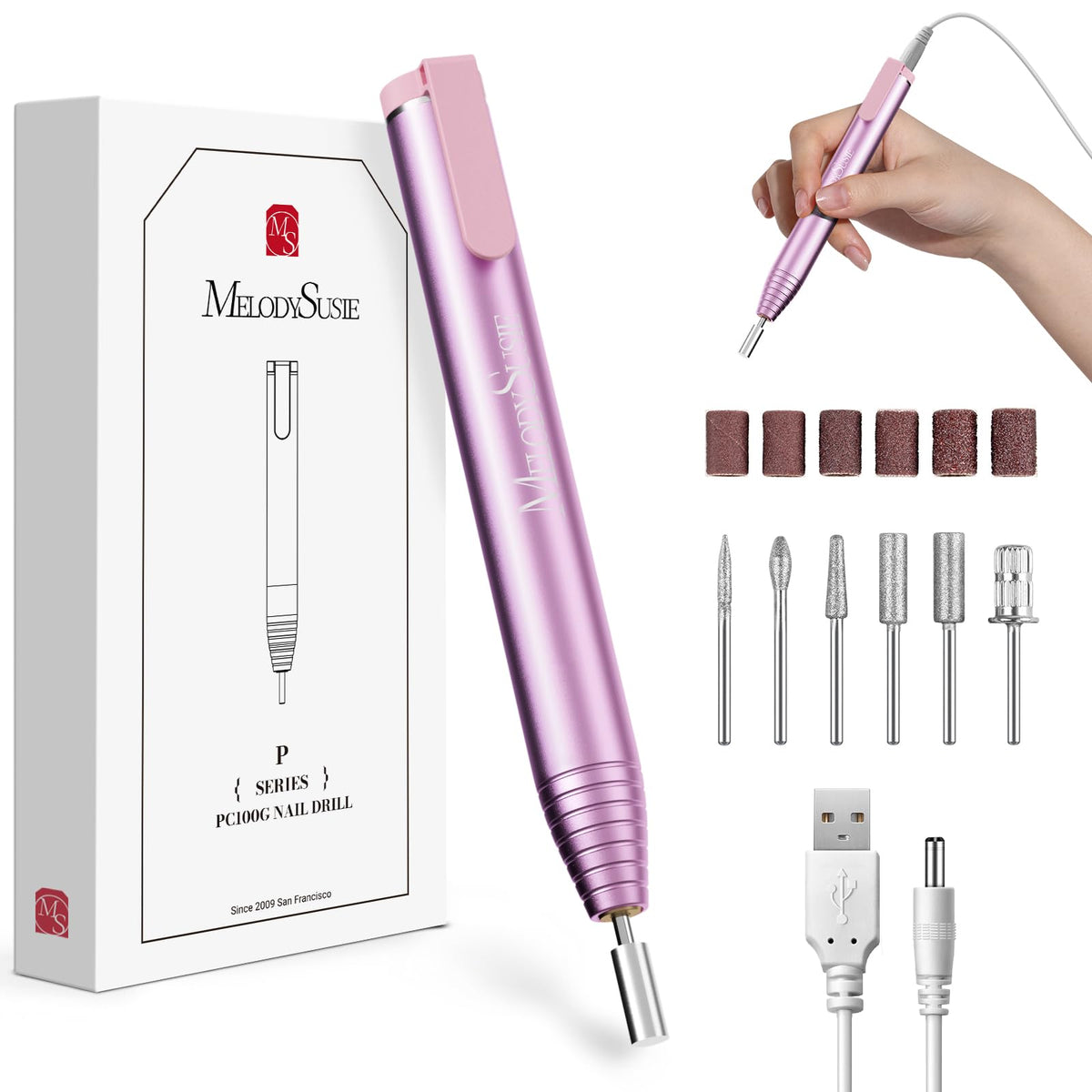 MelodySusie PC100G Nail Drill front view with USB interface