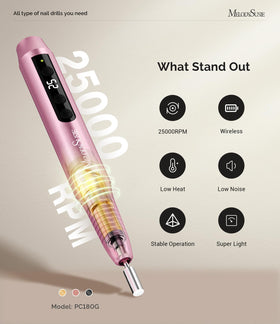 MelodySusie PC180G cordless nail drill in use on nails
