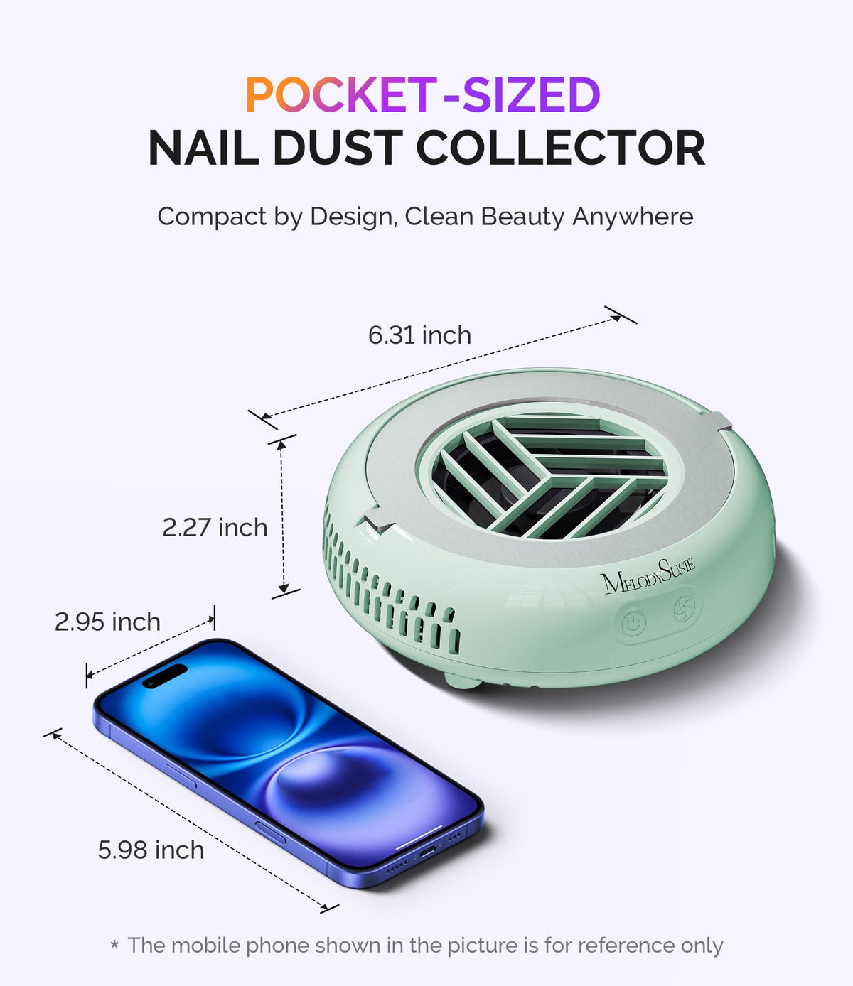 MelodySusie Pocket-Sized Nail Dust Collector HProA touch control panel