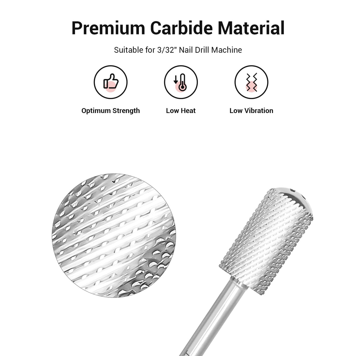 MelodySusie Safety Nail Drill Bits close-up of the smooth round top