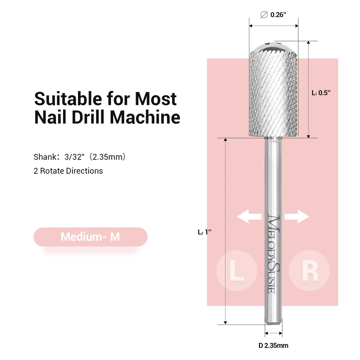 MelodySusie Safety Nail Drill Bits displaying cross cut design