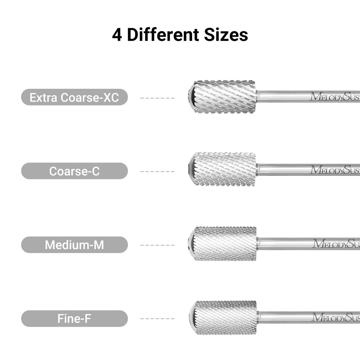 MelodySusie Safety Nail Drill Bits side view showing shank