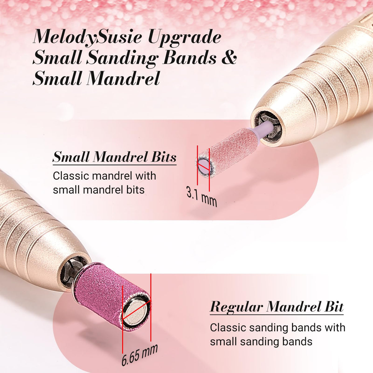 MelodySusie sanding bands in use on nails