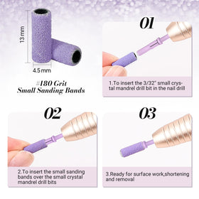 MelodySusie sanding bands on a nail drill machine