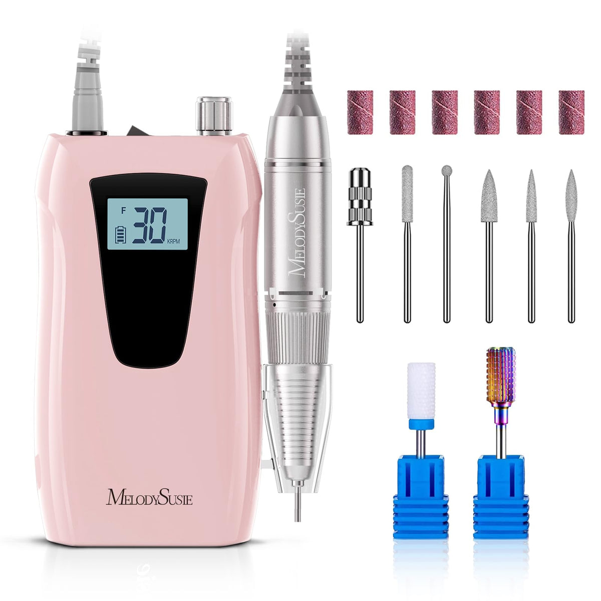 MelodySusie SC320D nail drill in pink with clip-on design