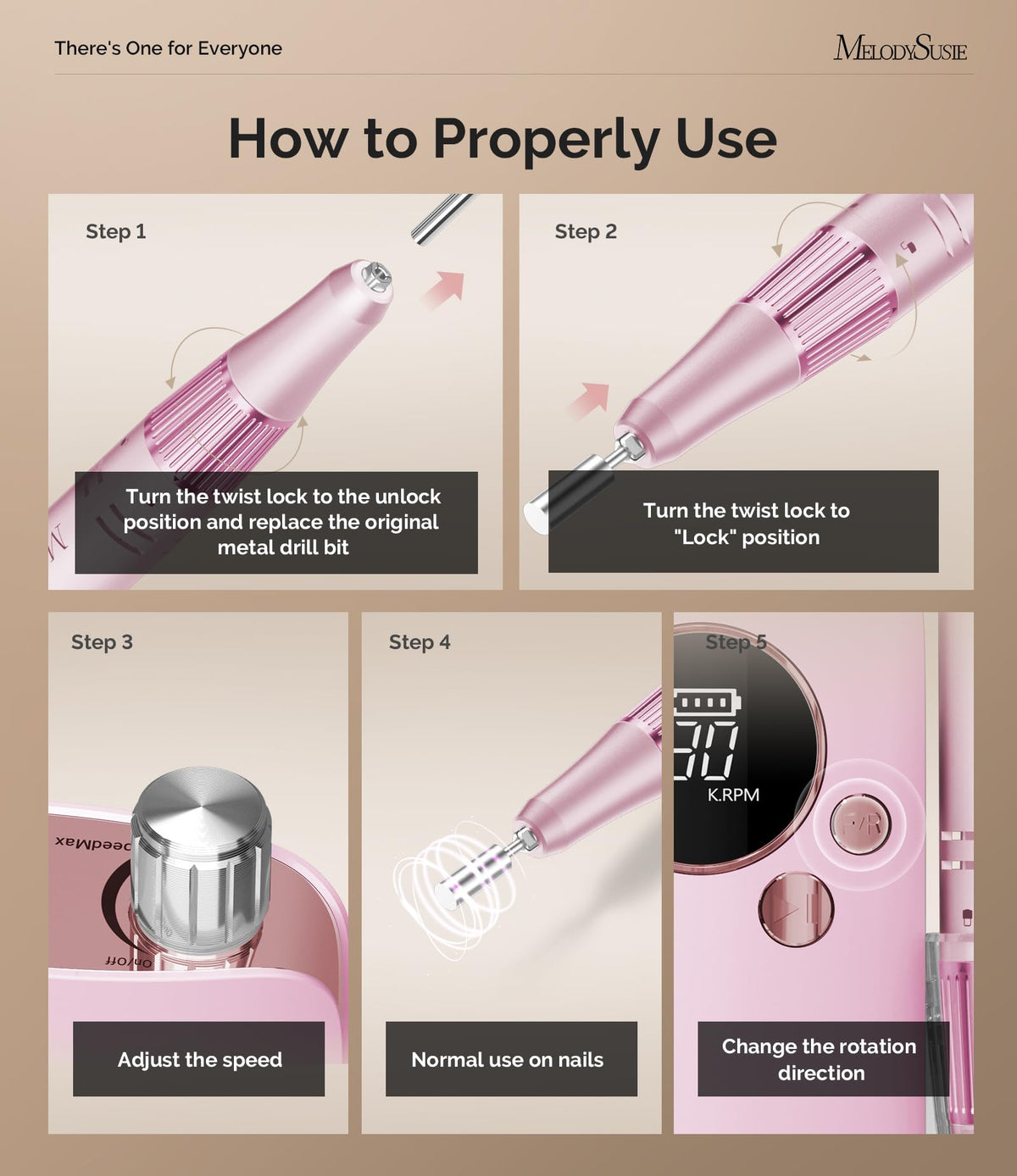 MelodySusie SC320F Nail Drill in purple with accessories
