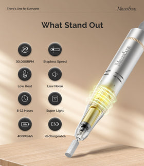 MelodySusie SC320F Nail Drill in use on acrylic nails