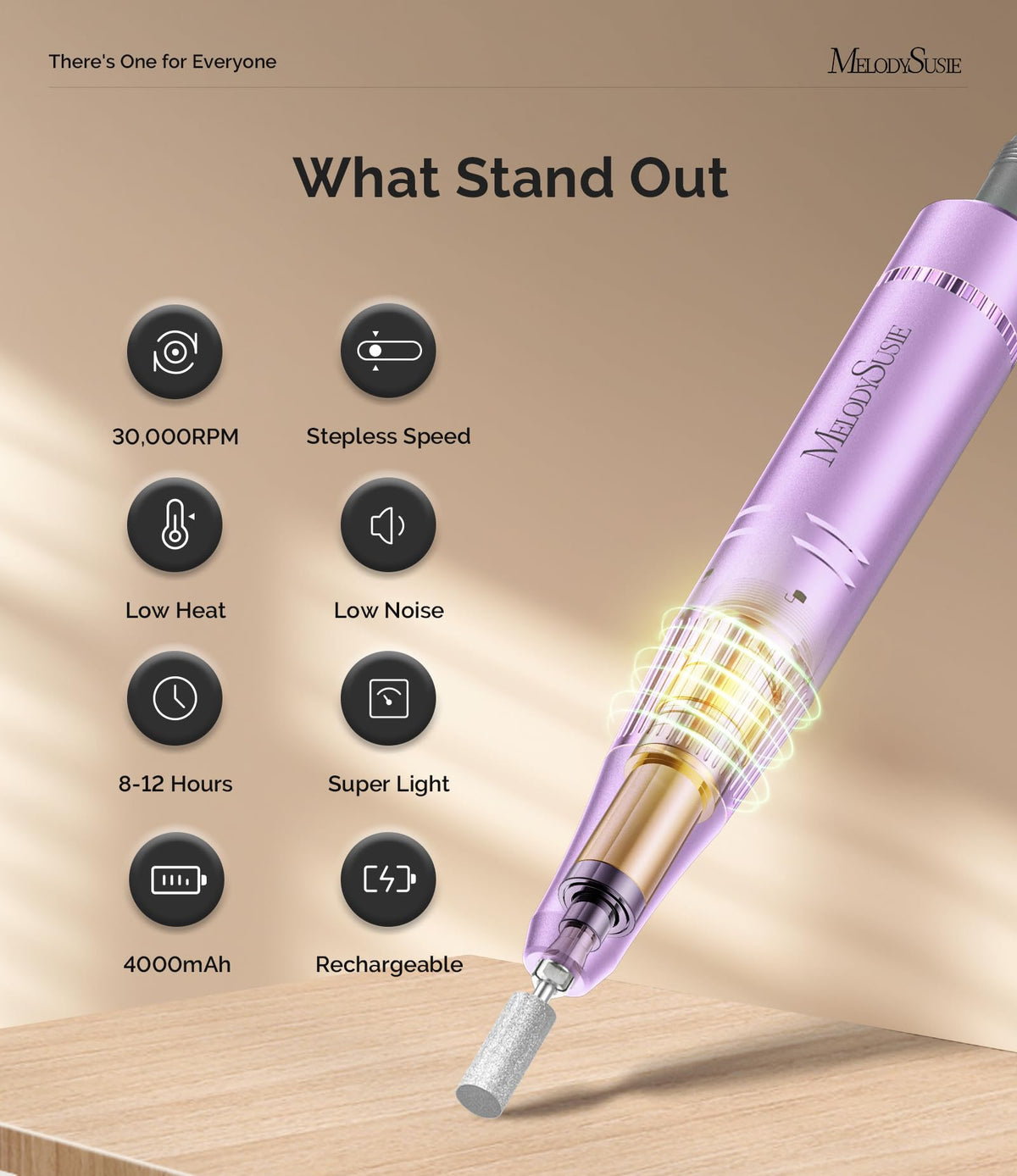 MelodySusie SC320F Nail Drill with clip-on attachment