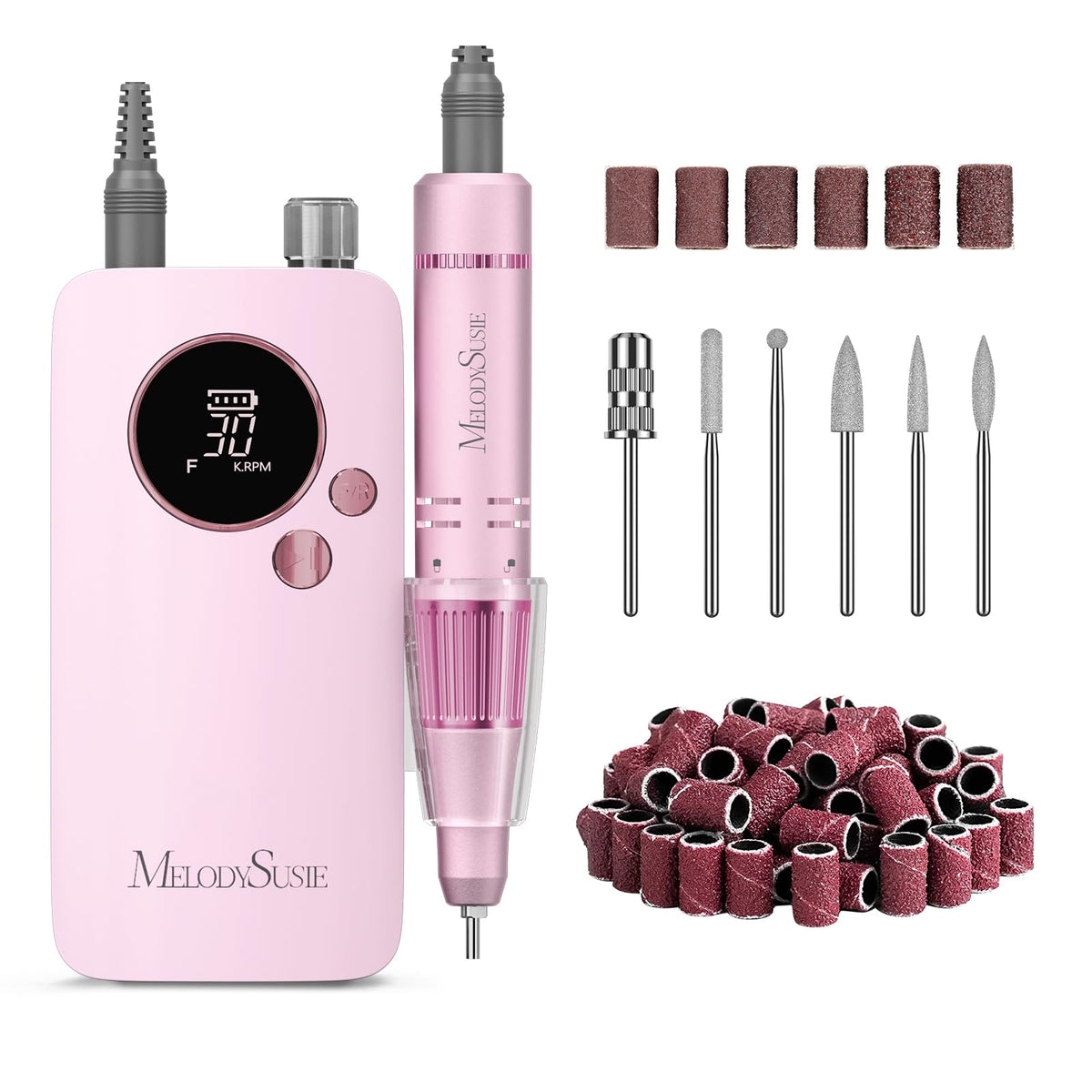 MelodySusie SC320F Rechargeable Nail Drill front view in pink