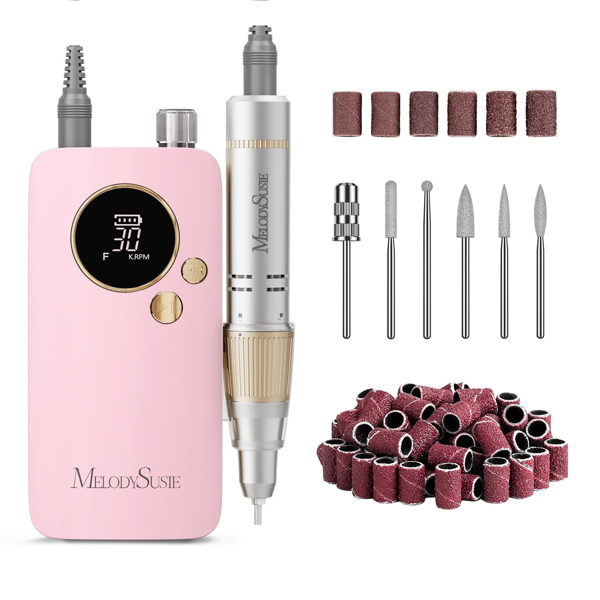 MelodySusie SC320F Rechargeable Nail Drill front view in pink