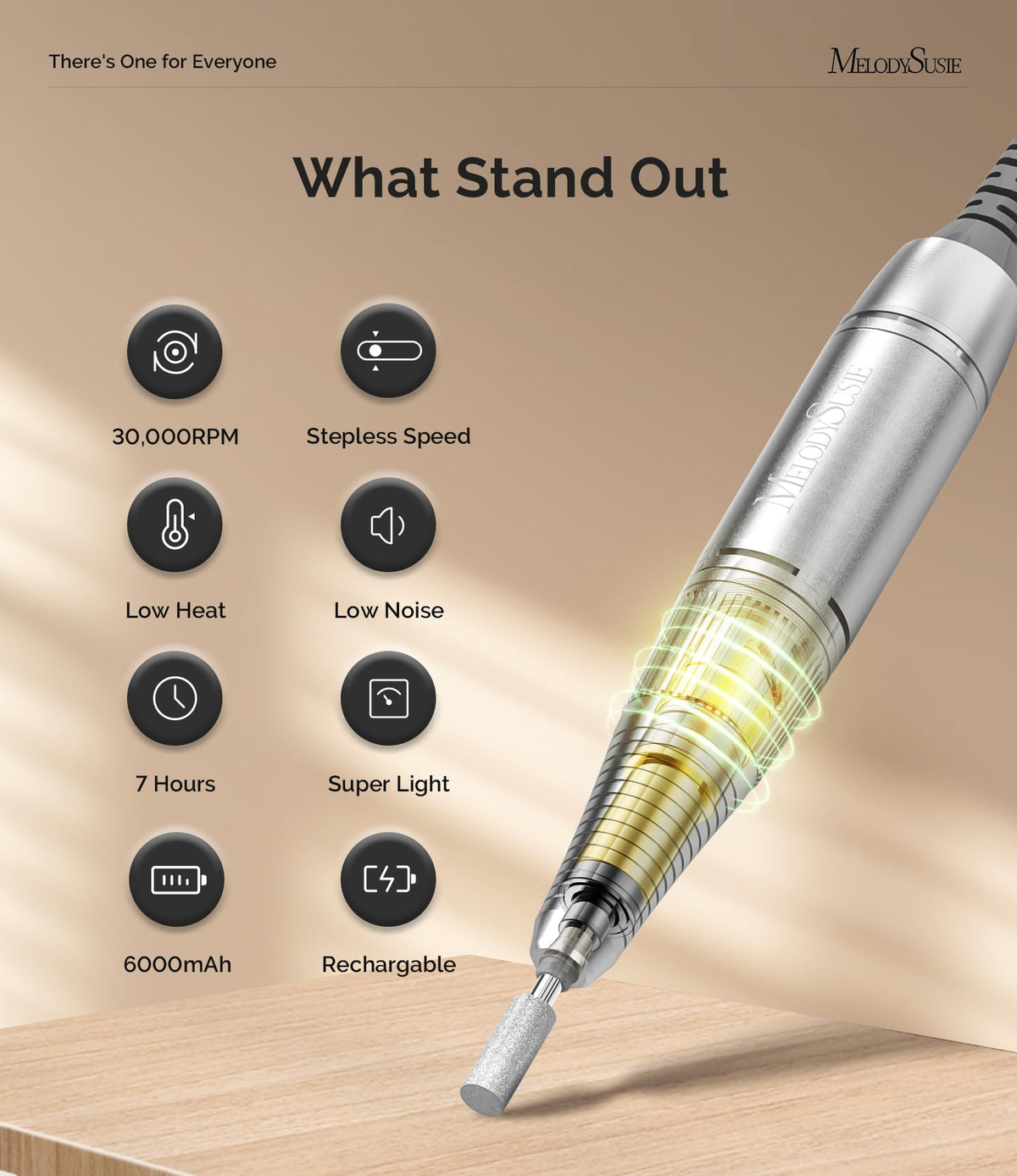 MelodySusie SC320H nail drill with clip-on design