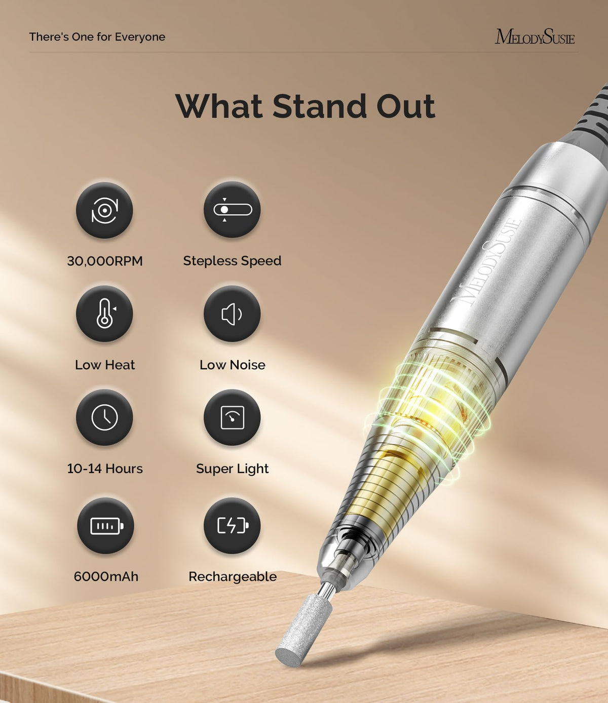 MelodySusie SC320H nail drill with clip-on feature