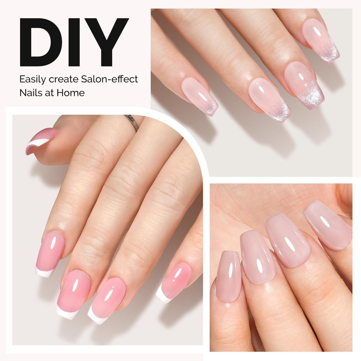 MelodySusie Short Ballerina Nail Tips with nail polish and tools