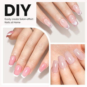 MelodySusie Short Ballerina Nail Tips with nail polish and tools