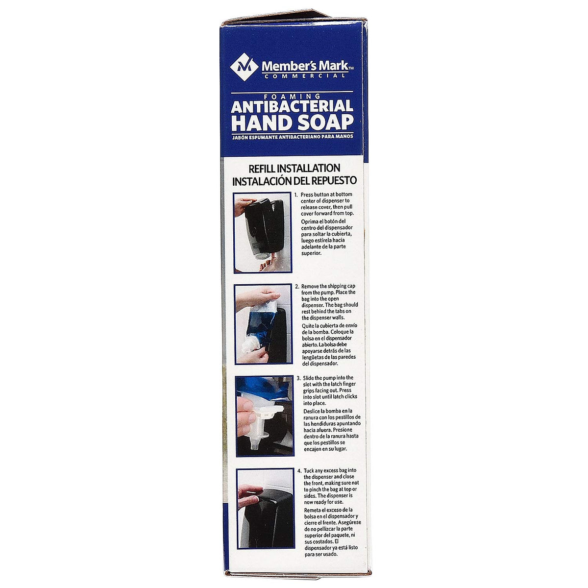 MEMBER'S MARK antibacterial hand soap refill pack side view