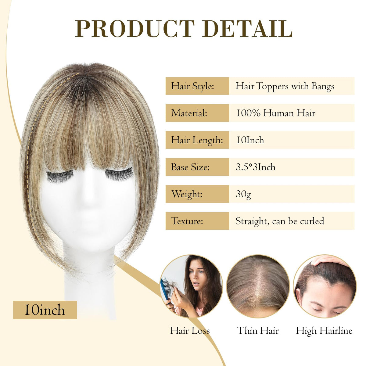 meralona Hair Topper showing Swiss lace base detail