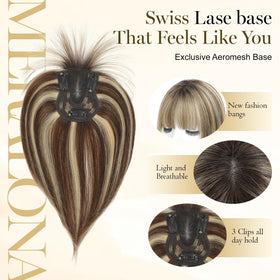 meralona Hair Topper side view with bangs