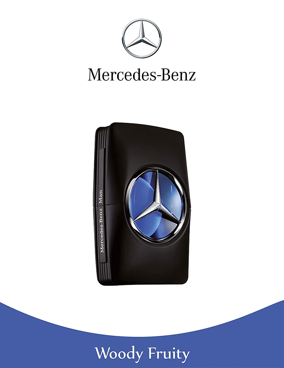 Mercedes Benz Man Eau De Toilette Spray bottle design with blue hue