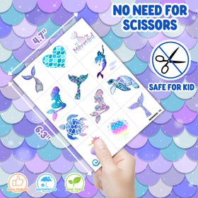 Mermaid temporary tattoos on a backpack
