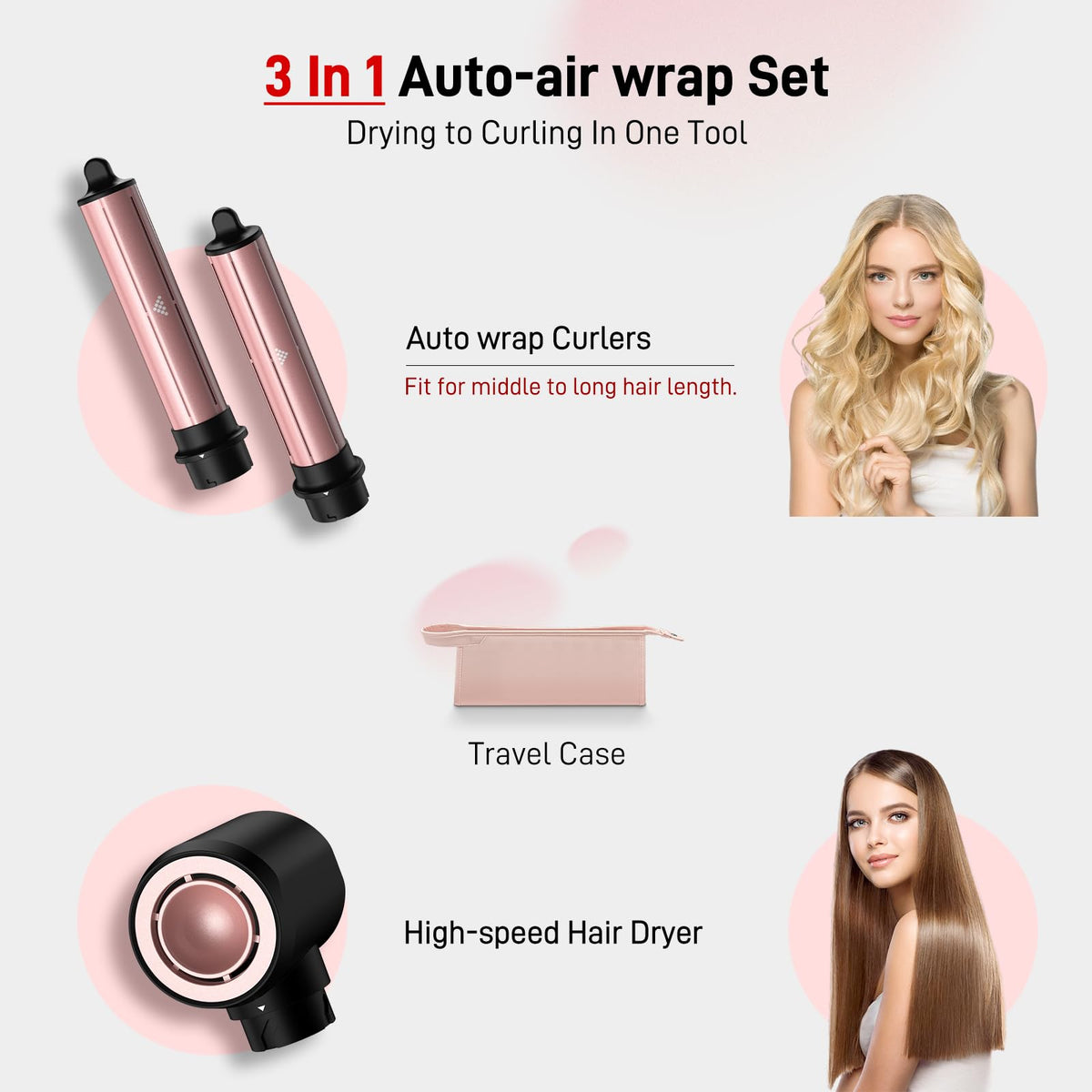 MESCOMB 3 in 1 Air Styler in travel case