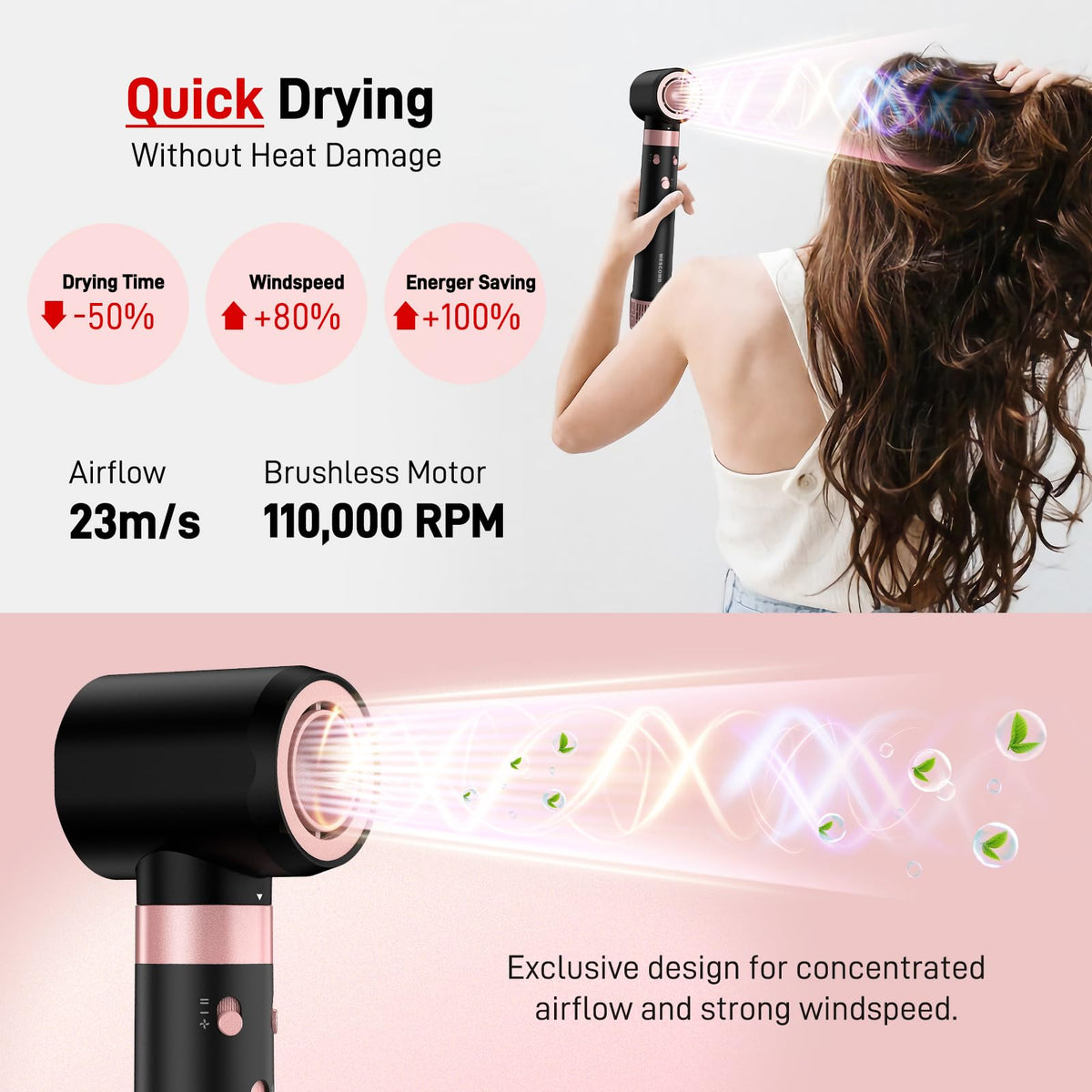 MESCOMB 3 in 1 Air Styler in use on hair