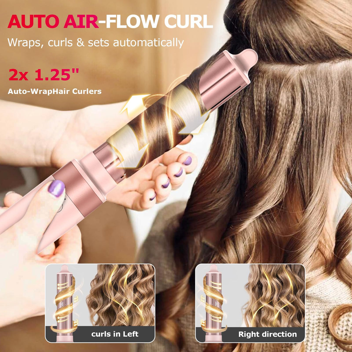 MESCOMB 5 in 1 Hot Air Styler auto-wrap curlers
